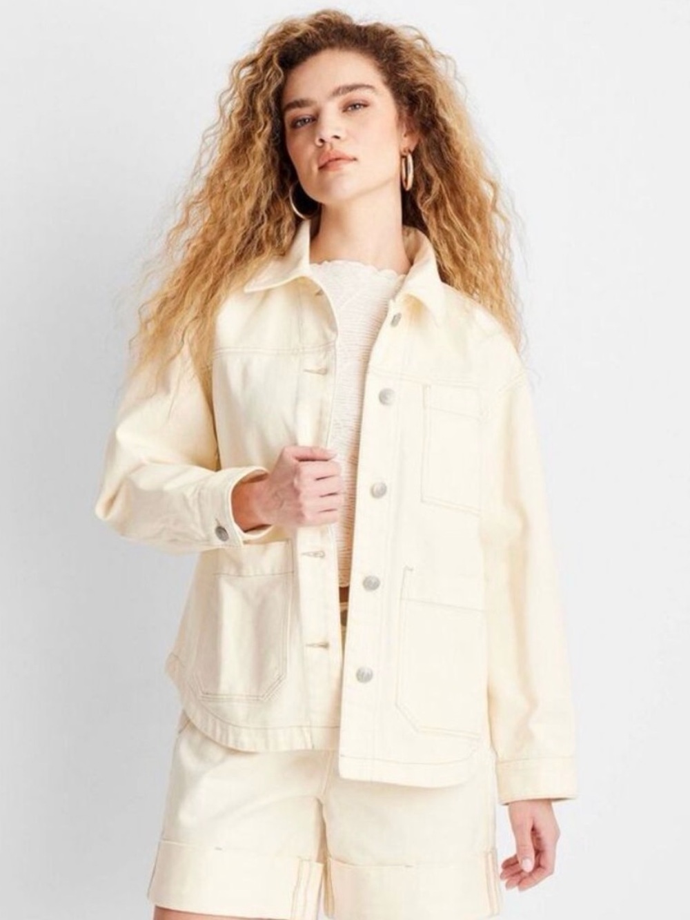 Future Collective | Ivory Oversized Denim Jacket